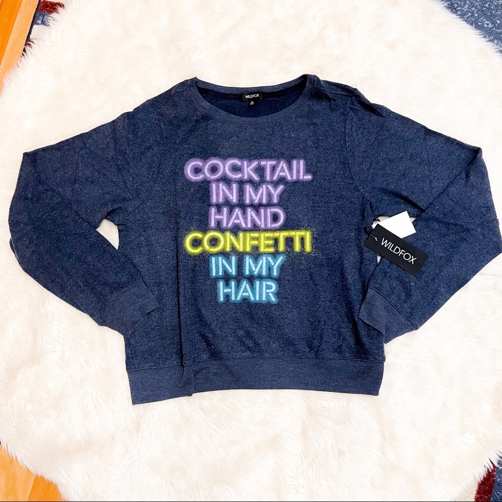 Wildfox Cocktail In My Hand Pullover Sweatshirt NWT - Picture 2 of 8